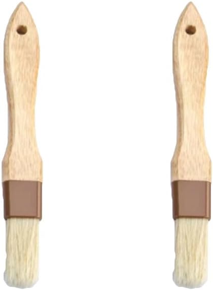 2 Pieces Pastry Brushes Basting Oil Brushes with Boar Bristles, Beech Hardwood Handles Barbecue Grill BBQ Brush for Spreading Butter, 3 Inch Width Kitchen Cooking Baking Brush
