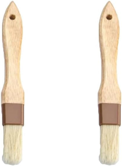 2 Pieces Pastry Brushes Basting Oil Brushes with Boar Bristles, Beech Hardwood Handles Barbecue Grill BBQ Brush for Spreading Butter, 3 Inch Width Kitchen Cooking Baking Brush