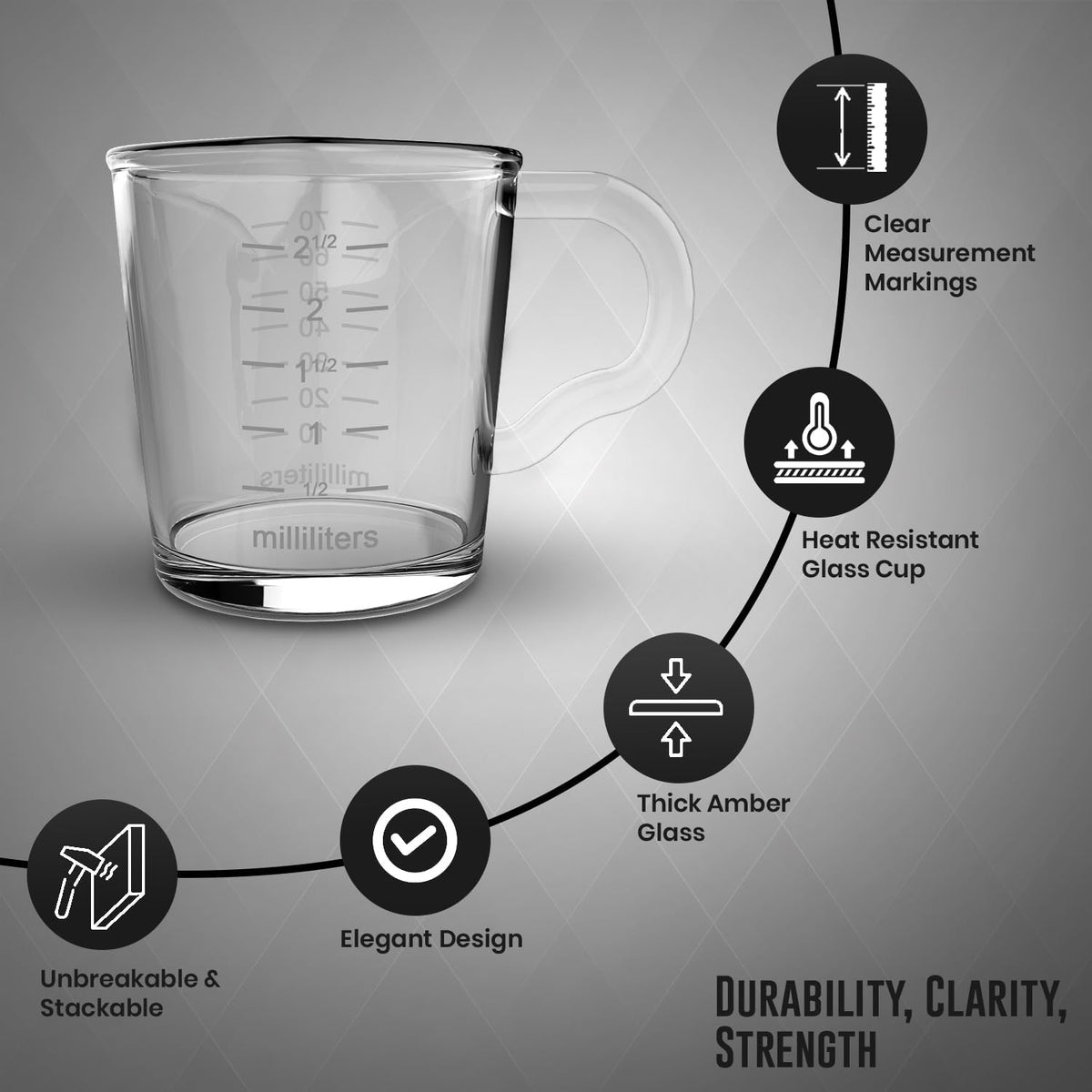 3oz Espresso Shot Glass Pitcher with Double Spout, Measuring Cup