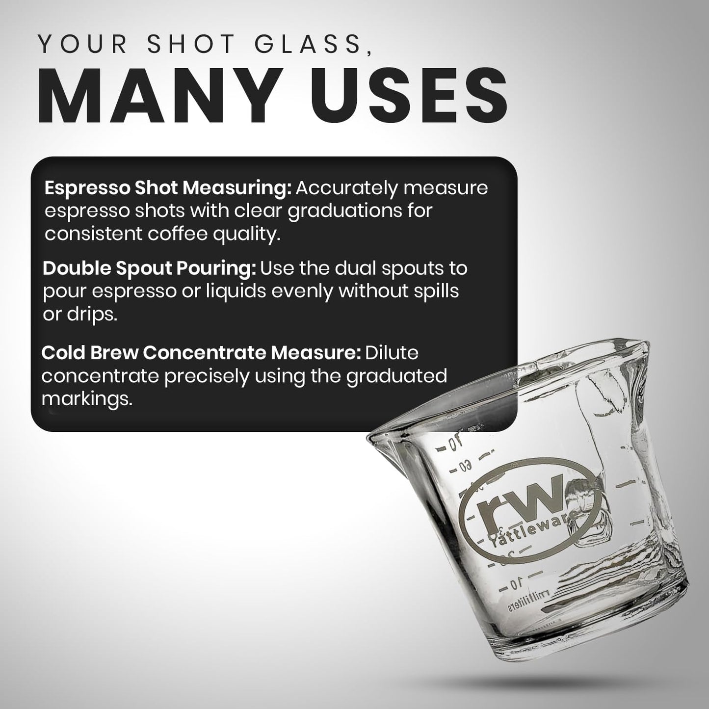 3oz Espresso Shot Glass Pitcher with Double Spout, Measuring Cup