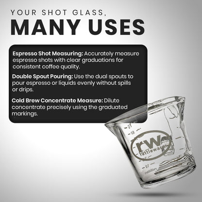 3oz Espresso Shot Glass Pitcher with Double Spout, Measuring Cup