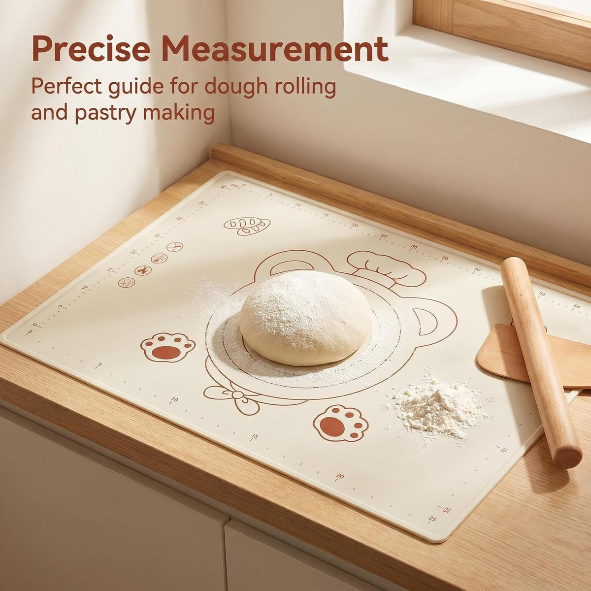 Silicone Baking Pastry Dough Mat - 28x20Inch Extra Large Cookie Bread Rolling Mats Sheet, Nonstick Kitchen Counter Kneading Board, Thick Reusable Pie Cookies Pizza Fondant Making Matt with Measurement
