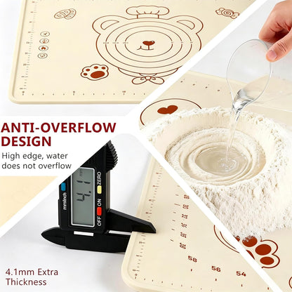 Silicone Baking Pastry Dough Mat - 28x20Inch Extra Large Cookie Bread Rolling Mats Sheet, Nonstick Kitchen Counter Kneading Board, Thick Reusable Pie Cookies Pizza Fondant Making Matt with Measurement