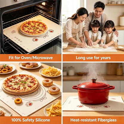 Silicone Baking Pastry Dough Mat - 28x20Inch Extra Large Cookie Bread Rolling Mats Sheet, Nonstick Kitchen Counter Kneading Board, Thick Reusable Pie Cookies Pizza Fondant Making Matt with Measurement