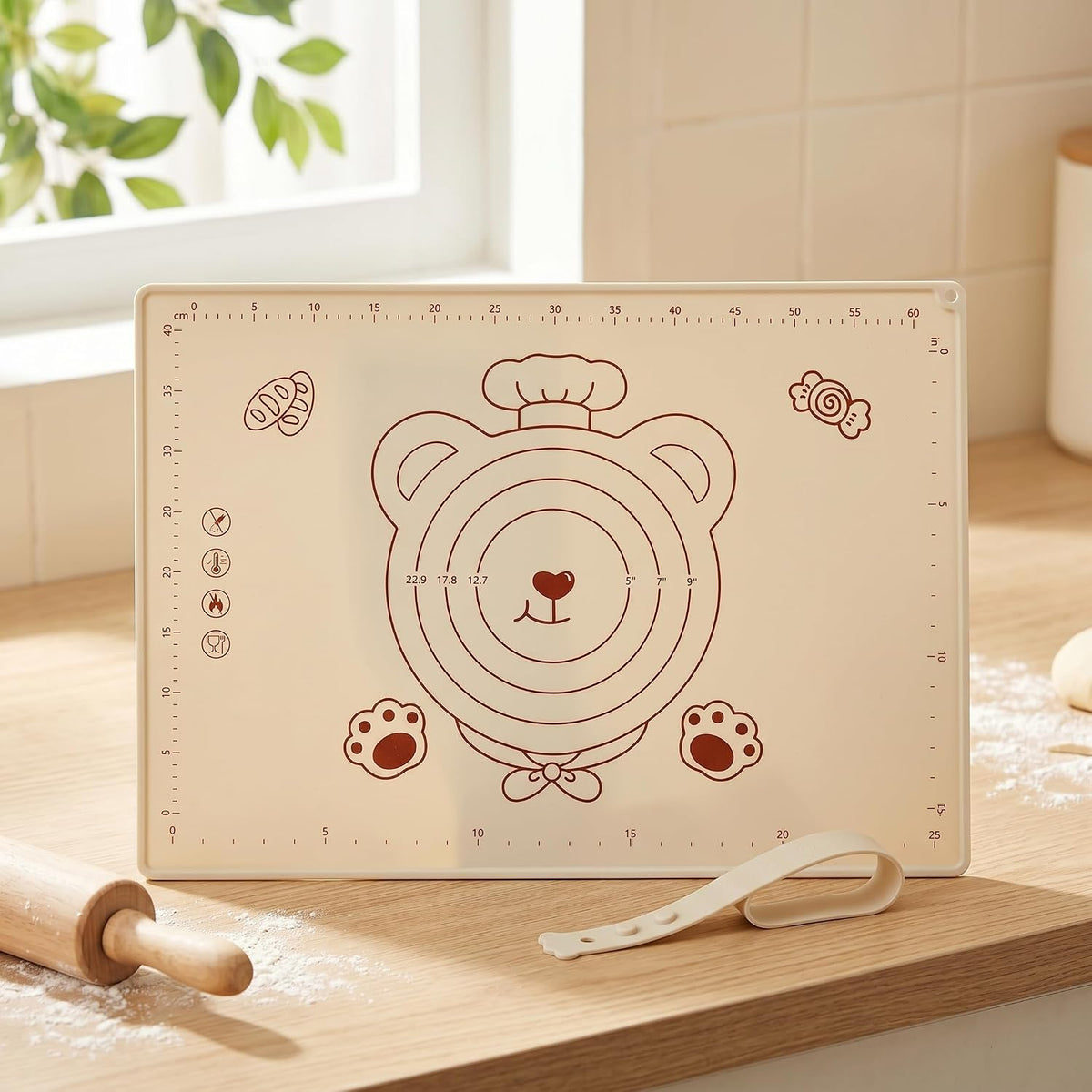 Silicone Baking Pastry Dough Mat - 28x20Inch Extra Large Cookie Bread Rolling Mats Sheet, Nonstick Kitchen Counter Kneading Board, Thick Reusable Pie Cookies Pizza Fondant Making Matt with Measurement