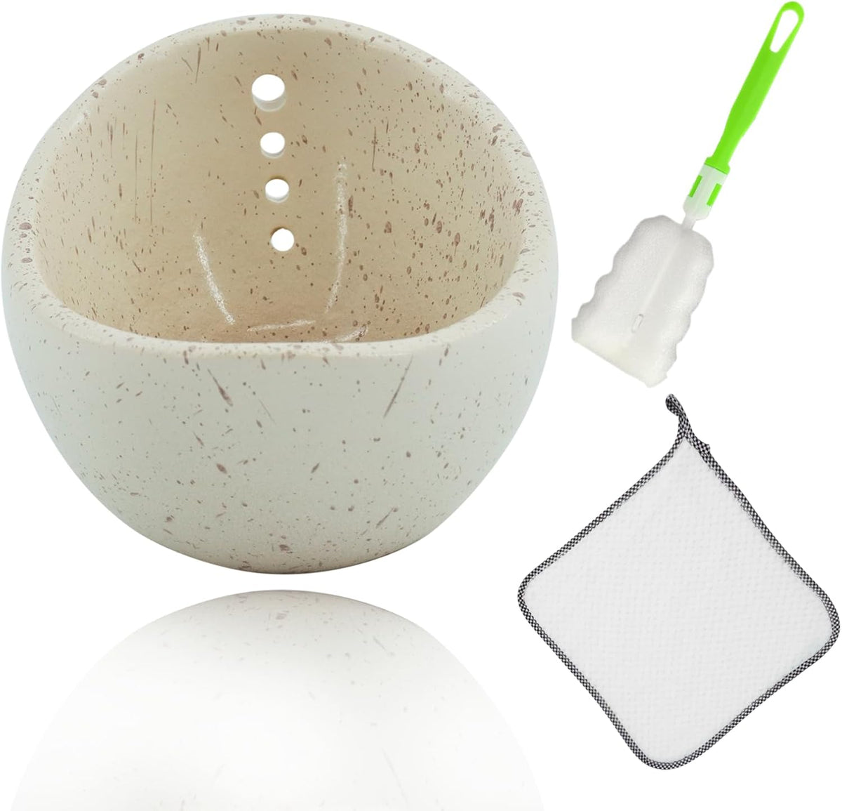 Herb Stripper,Herb Stripping Bowl Ceramic Pottery, Handmade Ceramic Herb Stripping Mug, Handmade Herb Stripping Tool for,Comes With a Cleaning Brush And A Cleaning Cloth