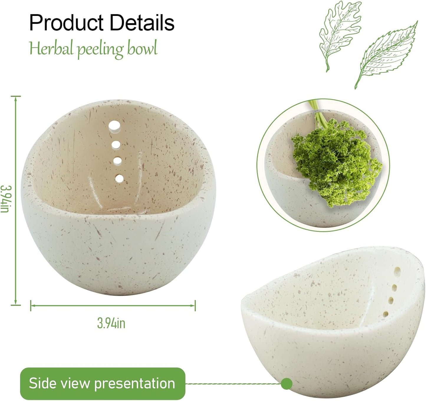Herb Stripper,Herb Stripping Bowl Ceramic Pottery, Handmade Ceramic Herb Stripping Mug, Handmade Herb Stripping Tool for,Comes With a Cleaning Brush And A Cleaning Cloth