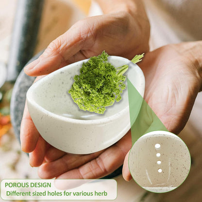 Herb Stripper,Herb Stripping Bowl Ceramic Pottery, Handmade Ceramic Herb Stripping Mug, Handmade Herb Stripping Tool for,Comes With a Cleaning Brush And A Cleaning Cloth