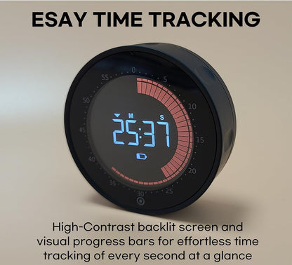 Visual Digital Timer - 60 Min Countdown & Count Up, Large LED Screen with Red Visual Disc, Magnetic Silent Timer for Kids, Seniors, Classroom, Kitchen Cooking, ADHD & Autism Productivity Tool
