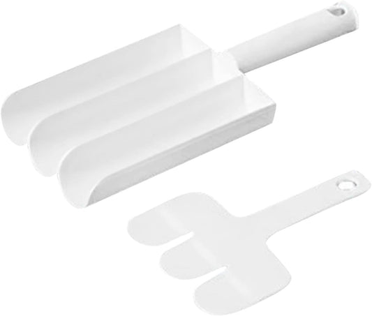 White Creative Kitchen Triple Meatball Maker, Meat Ball Scoop with Cutting Spade Ball Maker, None-Stick Meatball Maker Melon Ballers Fruit and Vegetable Tools