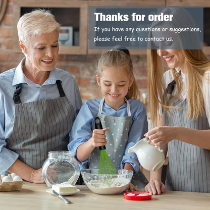 Dishwasher Safe Silicone Whisk, Sealed Waterproof Design Set of 3, Professional Kitchen Whisks for Cooking Non-Scratch, Silicone & Stainless Steel Whisk, Heat Resistant Balloon Egg Beater, Black