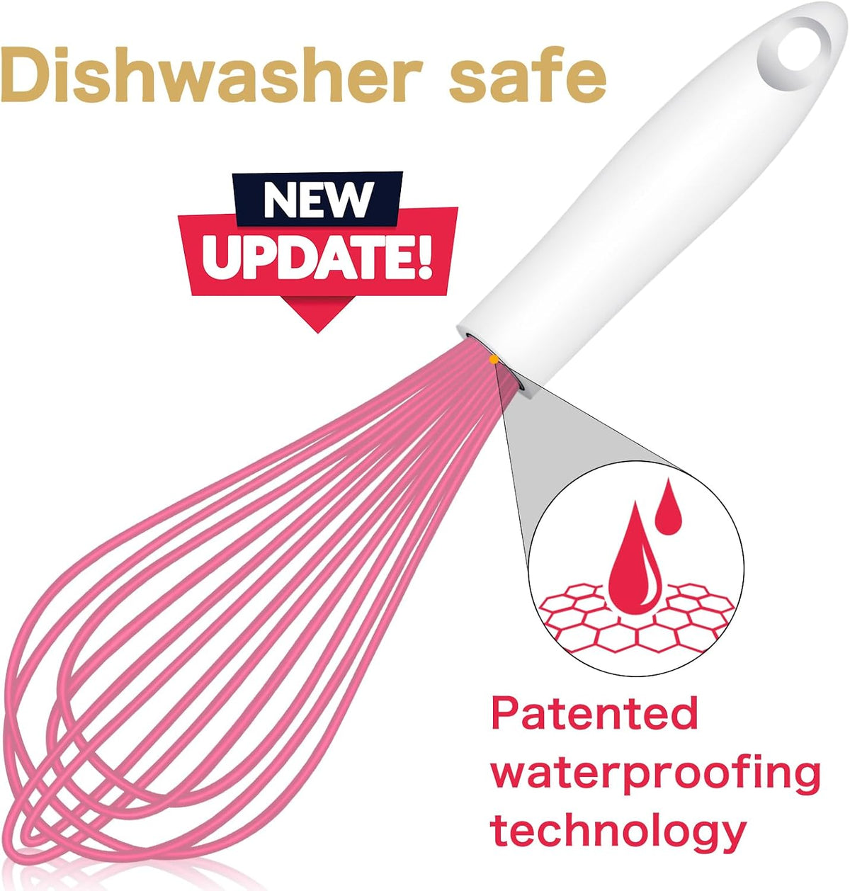 Dishwasher Safe Silicone Whisk, Sealed Waterproof Design Set of 3, Professional Kitchen Whisks for Cooking Non-Scratch, Silicone & Stainless Steel Whisk, Heat Resistant Balloon Egg Beater, Black