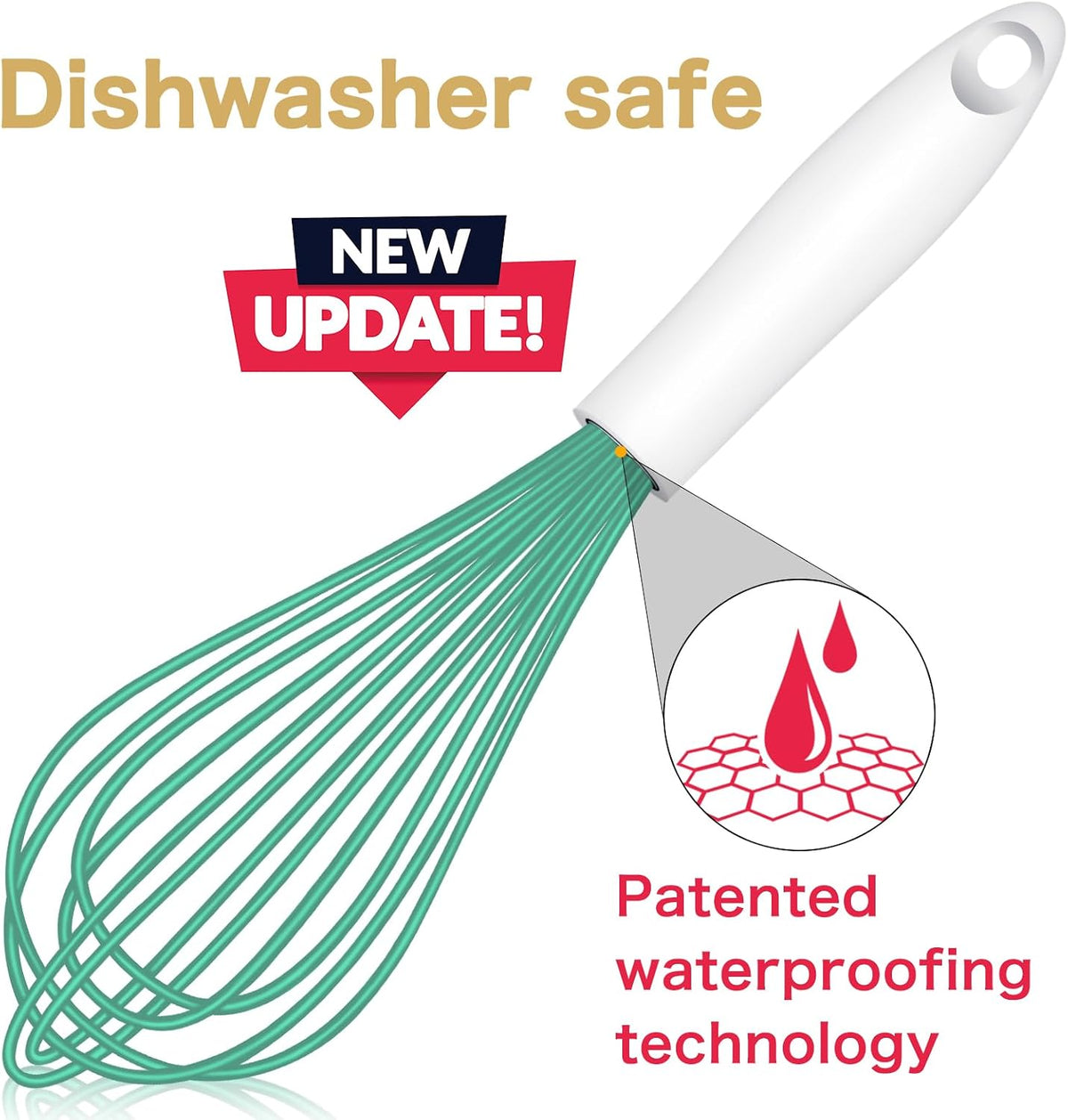 Dishwasher Safe Silicone Whisk, Sealed Waterproof Design Set of 3, Professional Kitchen Whisks for Cooking Non-Scratch, Silicone & Stainless Steel Whisk, Heat Resistant Balloon Egg Beater, Black