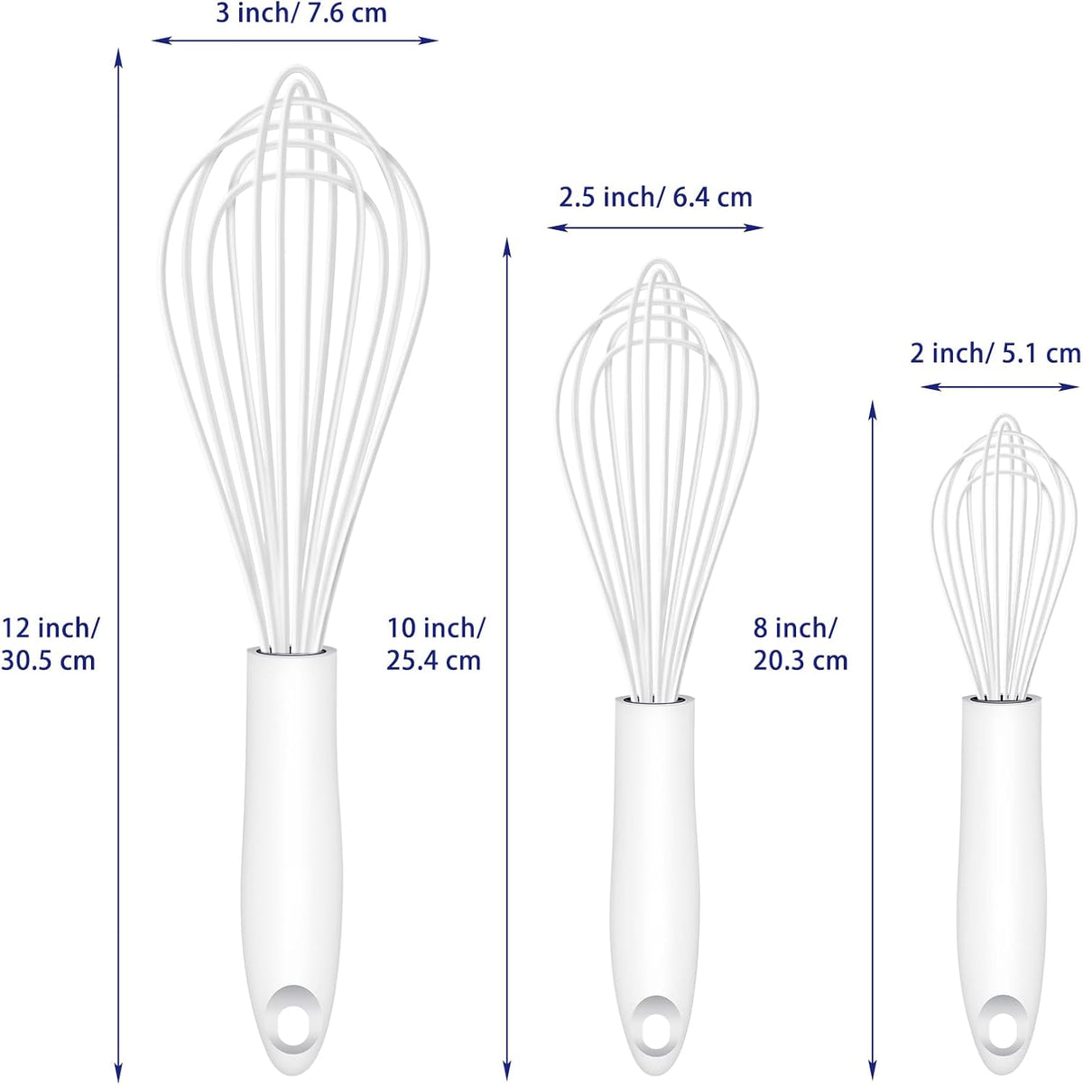 Dishwasher Safe Silicone Whisk, Sealed Waterproof Design Set of 3, Professional Kitchen Whisks for Cooking Non-Scratch, Silicone & Stainless Steel Whisk, Heat Resistant Balloon Egg Beater, Black