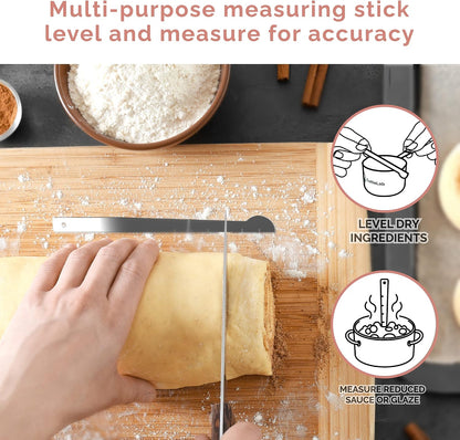 Measuring Cups and Measuring Spoons Set of 14 - Stainless Steel Measuring Cups and Spoons Set, Includes 1/8 Teaspoon Measuring Spoon, 1/8 Cup Measuring Cup, Leveler Dry (14, Country Chic)