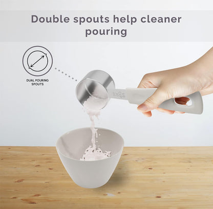 Measuring Cups and Measuring Spoons Set of 14 - Stainless Steel Measuring Cups and Spoons Set, Includes 1/8 Teaspoon Measuring Spoon, 1/8 Cup Measuring Cup, Leveler Dry (14, Country Chic)