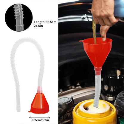 10 PCS Funnels for Automotive Use，Automotive Funnel Set with Wide Mouth Long Neck Hose, Flexible Oil Transmission Fuel Funnel Kit for Oil Change