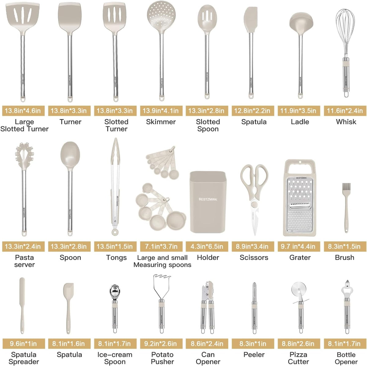 Kitchen Utensil Set-Silicone Cooking Utensils-33 Kitchen Gadgets & Spoons for Nonstick Cookware-Silicone and Stainless Steel Spatula Set-Best Kitchen Tools, Useful Pots and Pans Accessories