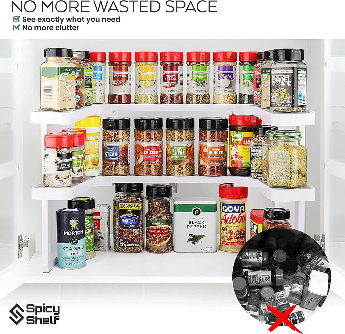 Deluxe - Expandable Spice Rack and Stackable Cabinet & Pantry Organizer (1 Set of 2 Shelves) - As seen on TV Deluxe ( Organizer) - Pantry Organization - Pantry Spice Organizer