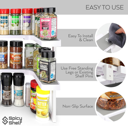 Deluxe - Expandable Spice Rack and Stackable Cabinet & Pantry Organizer (1 Set of 2 Shelves) - As seen on TV Deluxe ( Organizer) - Pantry Organization - Pantry Spice Organizer
