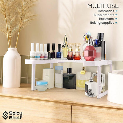 Deluxe - Expandable Spice Rack and Stackable Cabinet & Pantry Organizer (1 Set of 2 Shelves) - As seen on TV Deluxe ( Organizer) - Pantry Organization - Pantry Spice Organizer