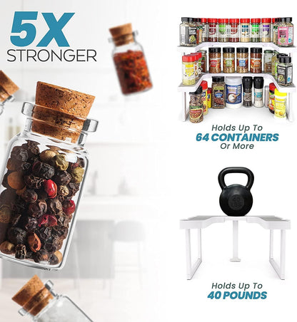 Deluxe - Expandable Spice Rack and Stackable Cabinet & Pantry Organizer (1 Set of 2 Shelves) - As seen on TV Deluxe ( Organizer) - Pantry Organization - Pantry Spice Organizer