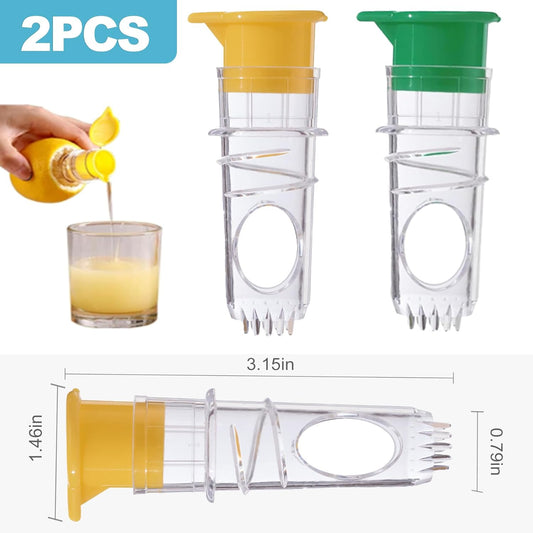 2 Pack Manual Screw-In Lemon & Lime Juicer – Mini Portable Citrus Squeezer with Lid for Fresh Juice Extraction