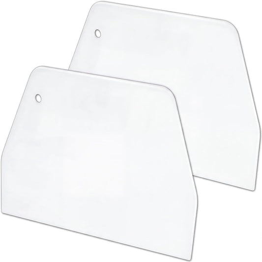 2 PCS Large Plastic Dough Scraper for Baking, Trapezoidal Bench Cutter and Flexible Bowl Spatula for Bread Cake Decorating, Fondant Icing Smoothing Tool, White