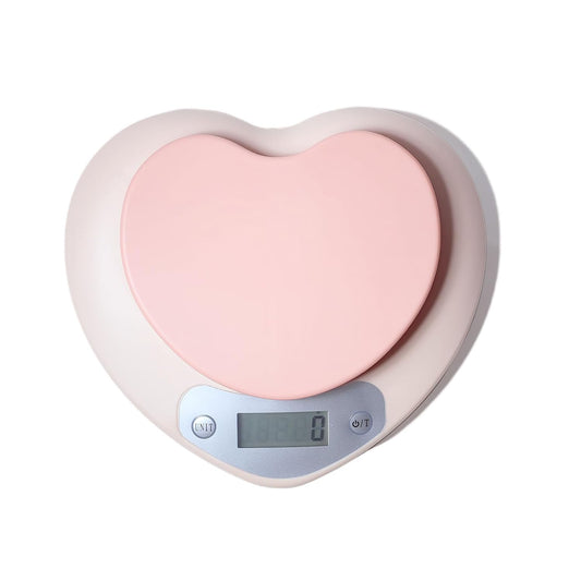 Cute Kitchen Scale, Digital Food Scale with LCD Display, Pink | Heart-Shaped Design, 11 lb (5 kg) Capacity, 0.03 oz (1 g) Precision, Tare Function, For Baking And Cooking
