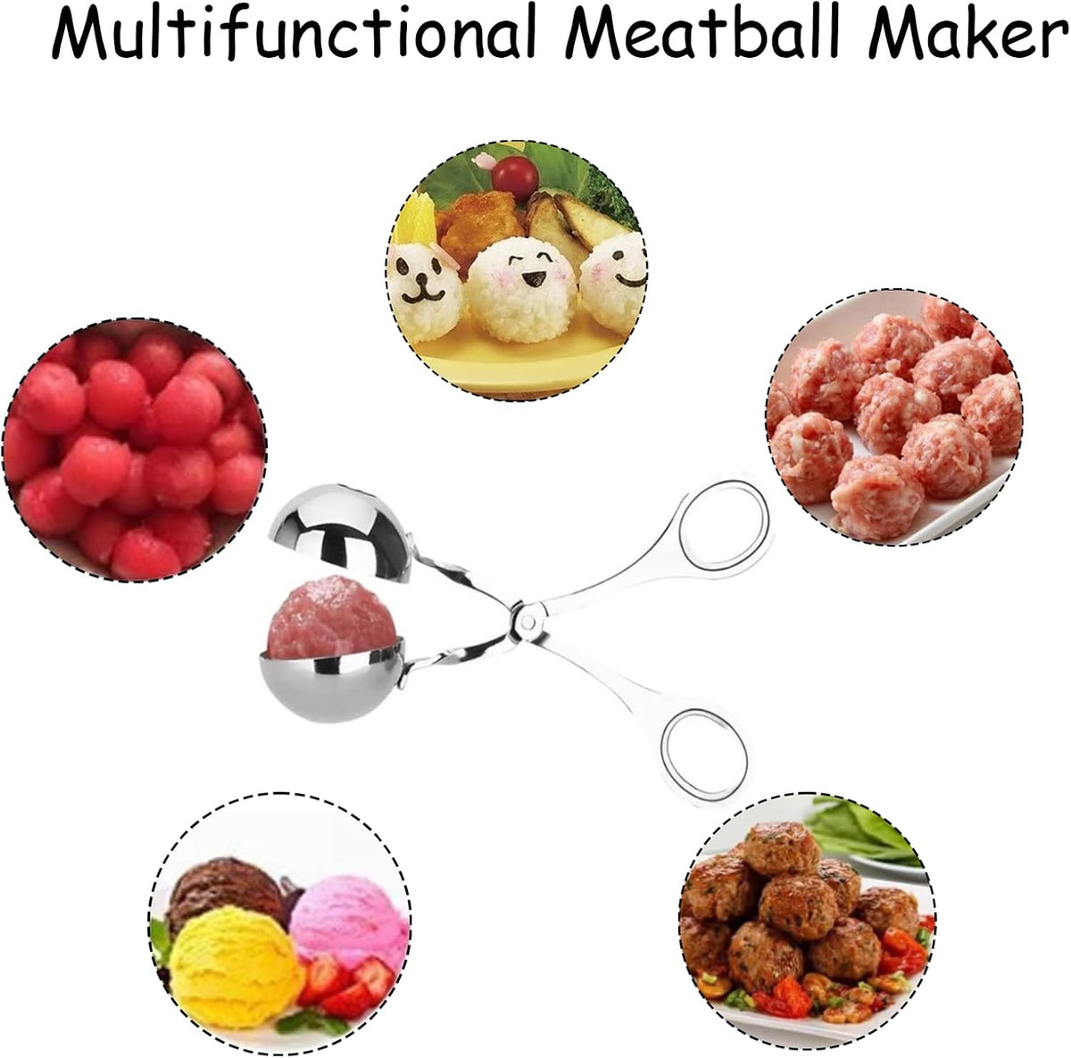 2 Pack Stainless Steel Meat Baller Ball Maker Meatball Scoop None-Stick Baller Tongs Meat Ball Maker Mold Cake Pop,Ice Tongs,Meatball Maker Tool for Kitchen Cooking (1.38")