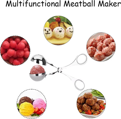 2 Pack Stainless Steel Meat Baller Ball Maker Meatball Scoop None-Stick Baller Tongs Meat Ball Maker Mold Cake Pop,Ice Tongs,Meatball Maker Tool for Kitchen Cooking (1.38")