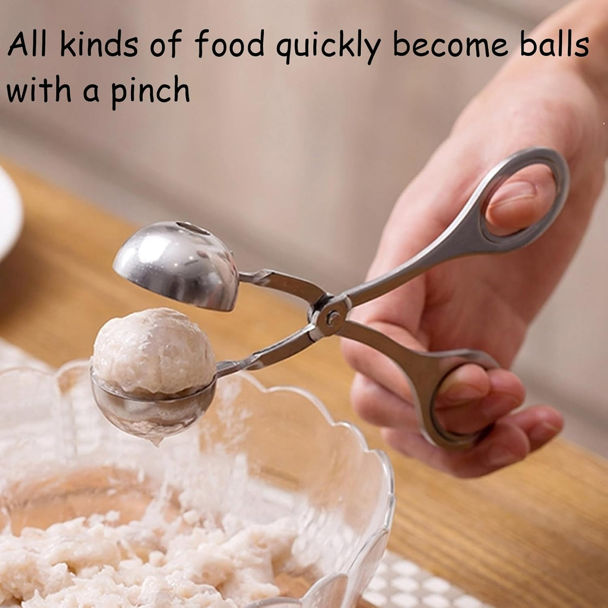 2 Pack Stainless Steel Meat Baller Ball Maker Meatball Scoop None-Stick Baller Tongs Meat Ball Maker Mold Cake Pop,Ice Tongs,Meatball Maker Tool for Kitchen Cooking (1.38")