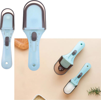 2x Adjustable Measuring Cups/Spoons - Large and Small - Imperial and Metric - Oz, Ml, Cups, Tbsp, Tsp - Adjustable Space Saving Kitchen Tool for Cooking and Baking - Wet and Dry