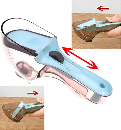 2x Adjustable Measuring Cups/Spoons - Large and Small - Imperial and Metric - Oz, Ml, Cups, Tbsp, Tsp - Adjustable Space Saving Kitchen Tool for Cooking and Baking - Wet and Dry