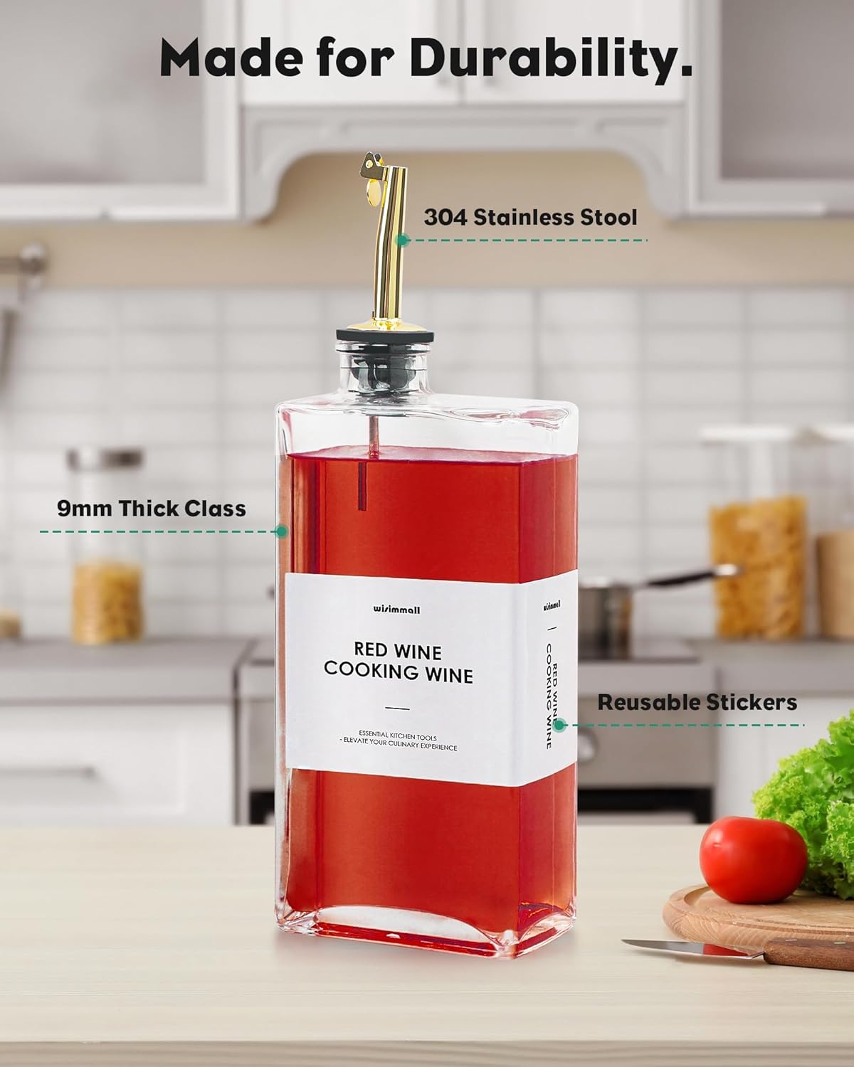 Olive Oil Dispenser For Kitchen, Glass Oil Bottle 500ML Oil And Vinegar Dispenser Set Of 2, Cooking Oil Dispenser With 2 Stainless Steel Pourers & 44 Labels, Soy Sauce Dispenser, Coffee Syrup Bottles