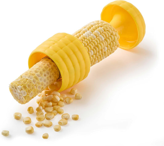 Cob Plus Corn Stripper and Peeler for Corn on the Cob, Built-In Safety Pusher