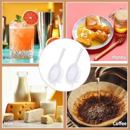 Fine Mesh Strainer, Plastic Strainer for Juice, Coffee, Honey, Nut Milk | 120+200Mesh, with two support hooks