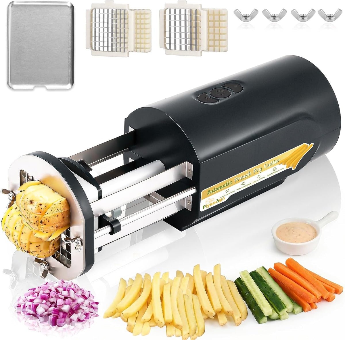 Electric French Fry Cutter with 1/2&3/8" Stainless Steel Blades
