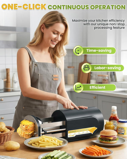 Electric French Fry Cutter with 1/2&3/8" Stainless Steel Blades