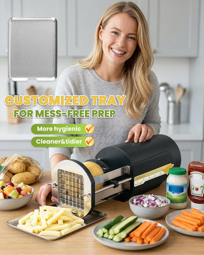 Electric French Fry Cutter with 1/2&3/8" Stainless Steel Blades