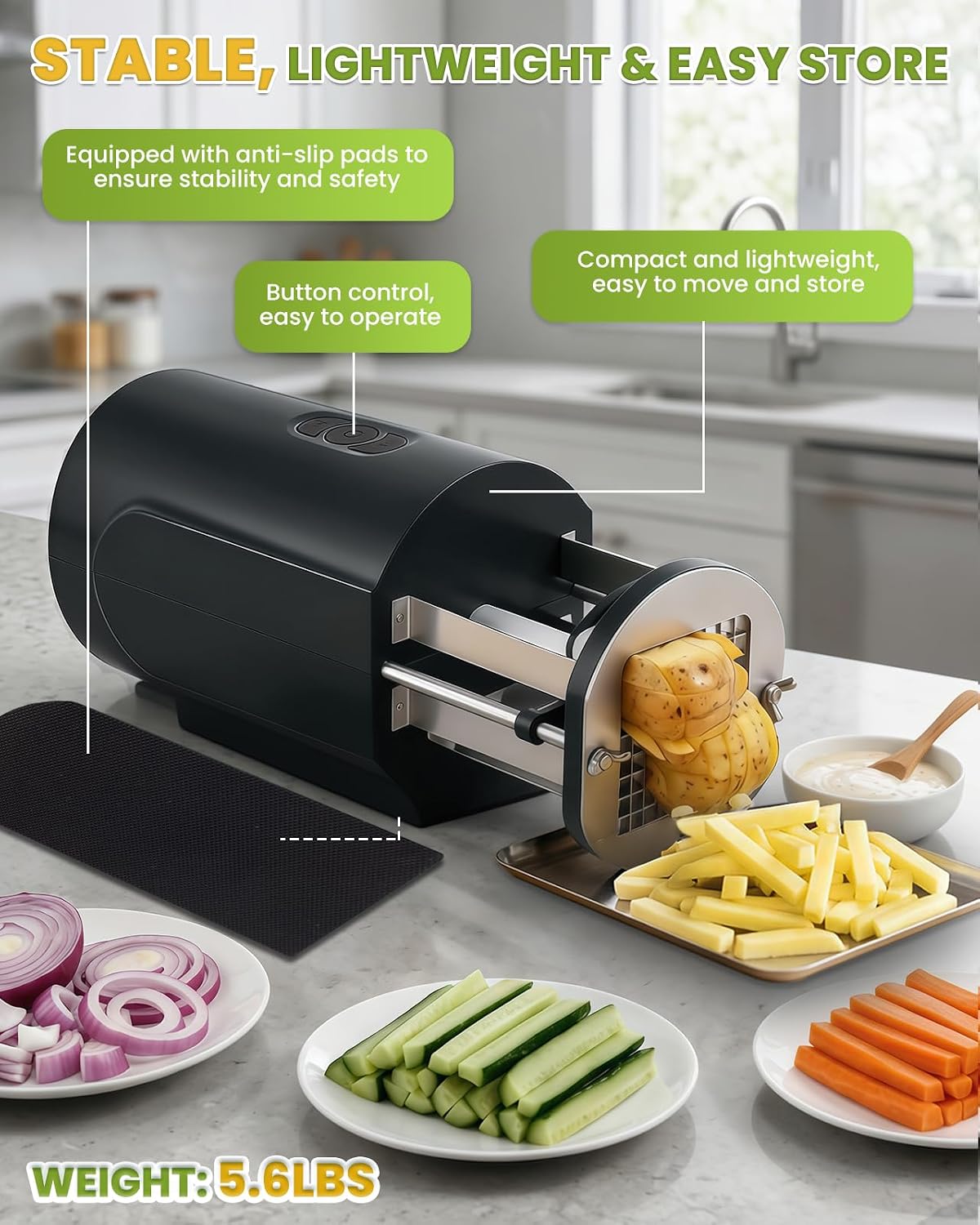 Electric French Fry Cutter with 1/2&3/8" Stainless Steel Blades