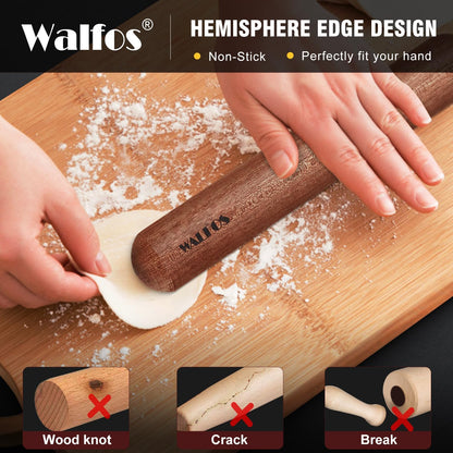 Marble Rolling Pin With Wooden Handles & Wood Cradle, 16.5 Inch Marble Rolling Pins For Making Pizza Dough And Tortillas, Dough Roller For Pie Crust, Cookie, Pasta (Gray & White)