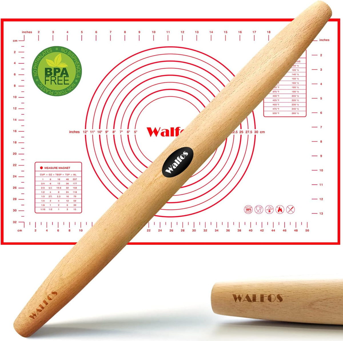 Marble Rolling Pin With Wooden Handles & Wood Cradle, 16.5 Inch Marble Rolling Pins For Making Pizza Dough And Tortillas, Dough Roller For Pie Crust, Cookie, Pasta (Gray & White)