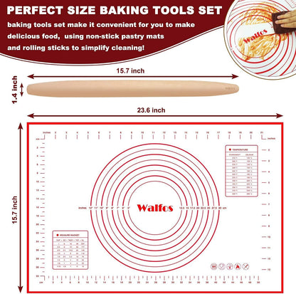 Marble Rolling Pin With Wooden Handles & Wood Cradle, 16.5 Inch Marble Rolling Pins For Making Pizza Dough And Tortillas, Dough Roller For Pie Crust, Cookie, Pasta (Gray & White)