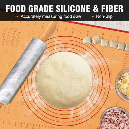 Marble Rolling Pin With Wooden Handles & Wood Cradle, 16.5 Inch Marble Rolling Pins For Making Pizza Dough And Tortillas, Dough Roller For Pie Crust, Cookie, Pasta (Gray & White)