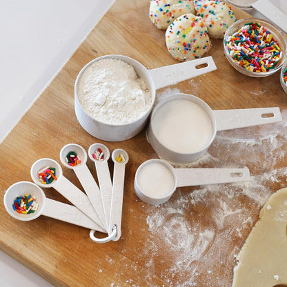 Cream Wheat Straw Measuring Cups Spoons Set Cooking Baking Tools 10pc