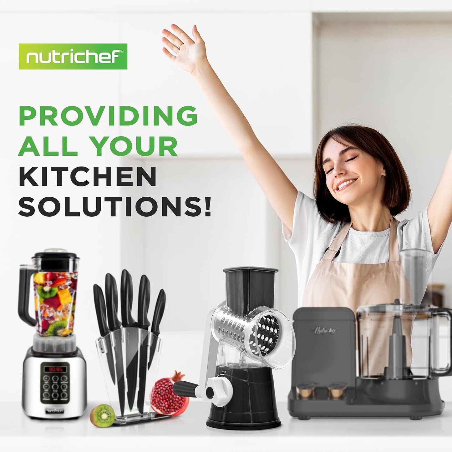 Nutrichef 3 in 1 Cheese Grater & Shredder | Strong Suction Base, Rotary Handle with Safety Lock | Includes Cleaning Brush, Hand Crank & 3 Drum Blades for 3 Textures, Fine, Medium & Strips | Black