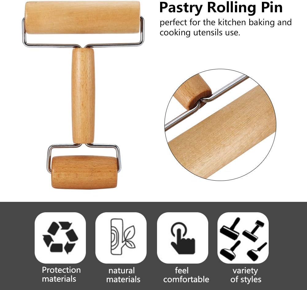 Small Rolling Pin, Wooden Dough Roller for Baking Cooking