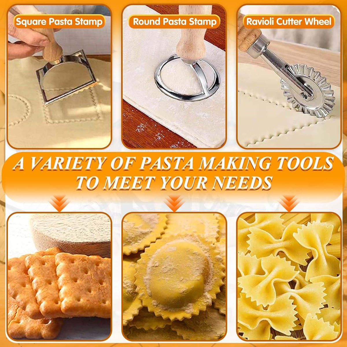 Wooden Rolling Pins for Baking, Small Dough Roller with Handle, Stainless Steel Pastry Blender Set with Pizza Dough Roller Docker, Pastry Cutter, Dough Cutter, Baking Mat, for Home Kitchen Cooking