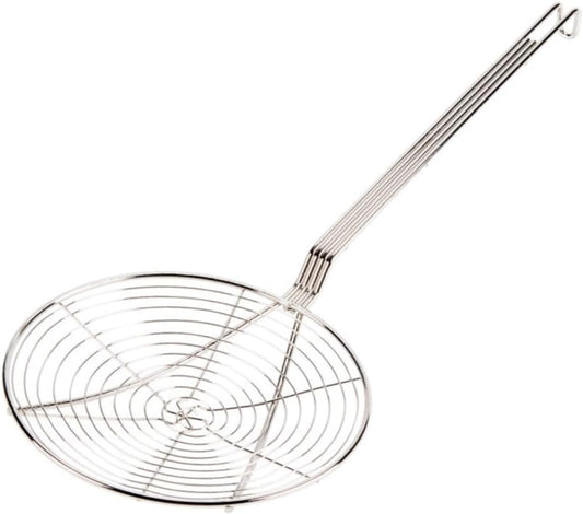 9” Stainless Steel Round Spiral Wire Skimmer Strainer- Cooking Spider Skimmer Wire Kitchen Utensils for Cooking Pasta Strainer Spoon Kitchen Frying and Draining